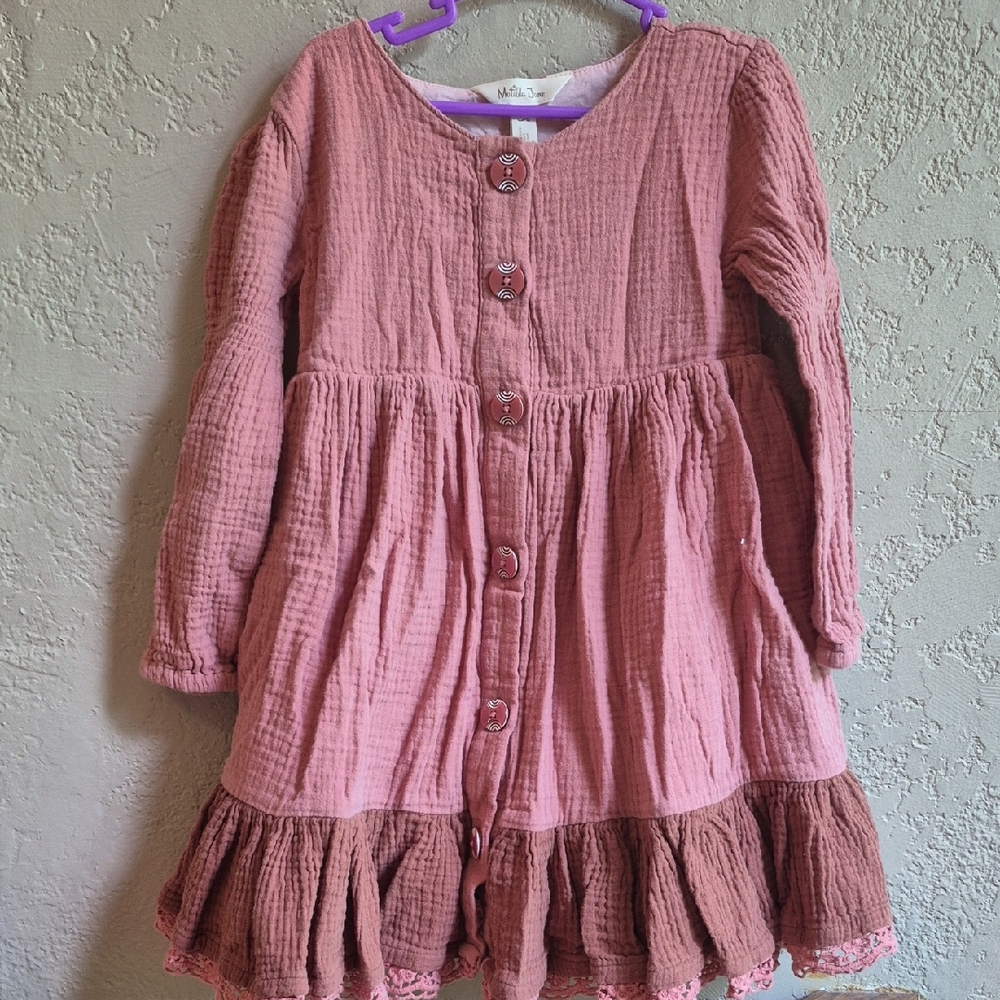 Matilda Jane Pink And Brown Dress With Buttons